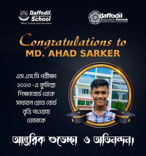 Congratulates to Md. Ahad Sarkar to get scholarship
