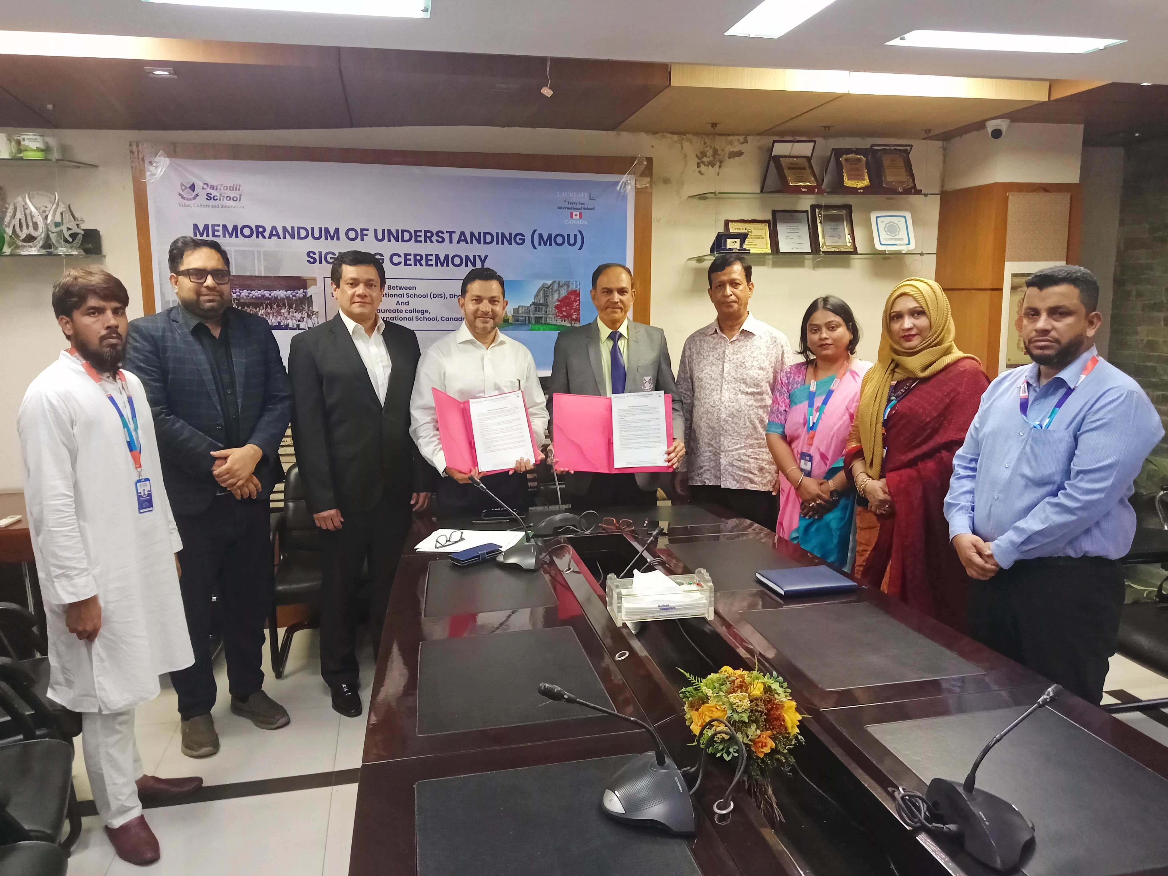 Memorandum of Understanding (MOU) singing ceremony between DIS & Laureate College and Terry Fox International School, Canada